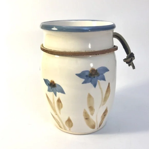 Art Pottery Wall Pocket Vase 6” Blue Daisy Flower Arts North Nova Scotia - Picture 3 of 10